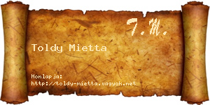 Toldy Mietta névjegykártya